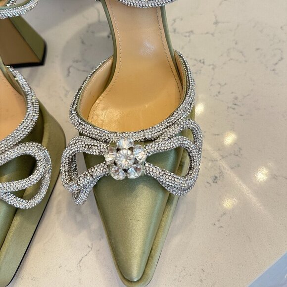 MACH & MACH Double Bow Satin Platform Pump in Pistachio Size 8US / 38EU - Picture 5 of 14